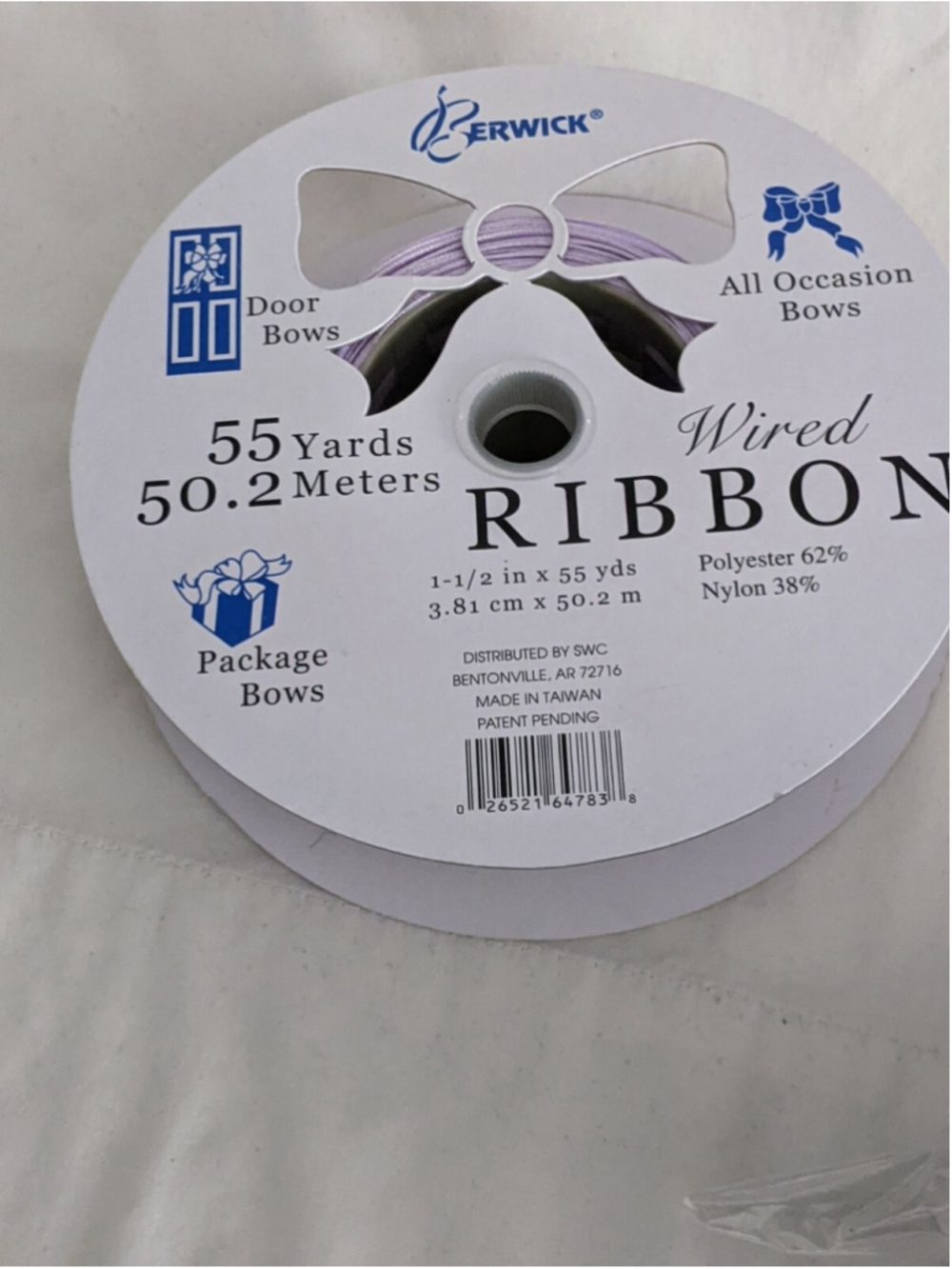 14 Yard Ribbon Berwick Wired Ribbon 1.5 Inches Light and dark Purple stripes